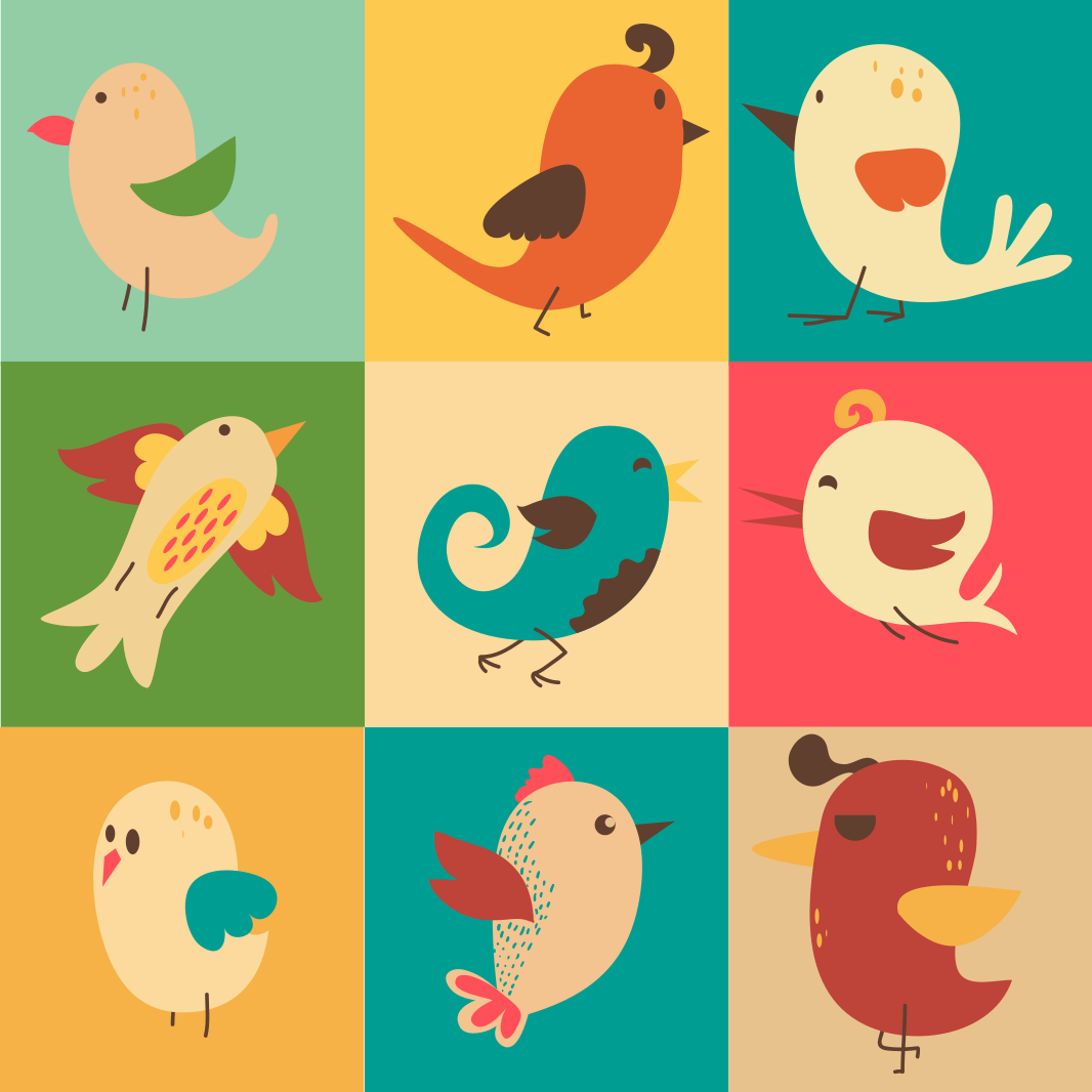 Cute vector set of birds