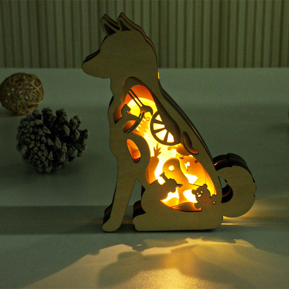3D Wooden Night Light 01 dog