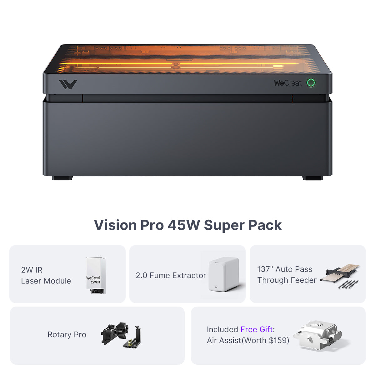WeCreat Vision Pro 45W Diode Laser Cutter Engraver
