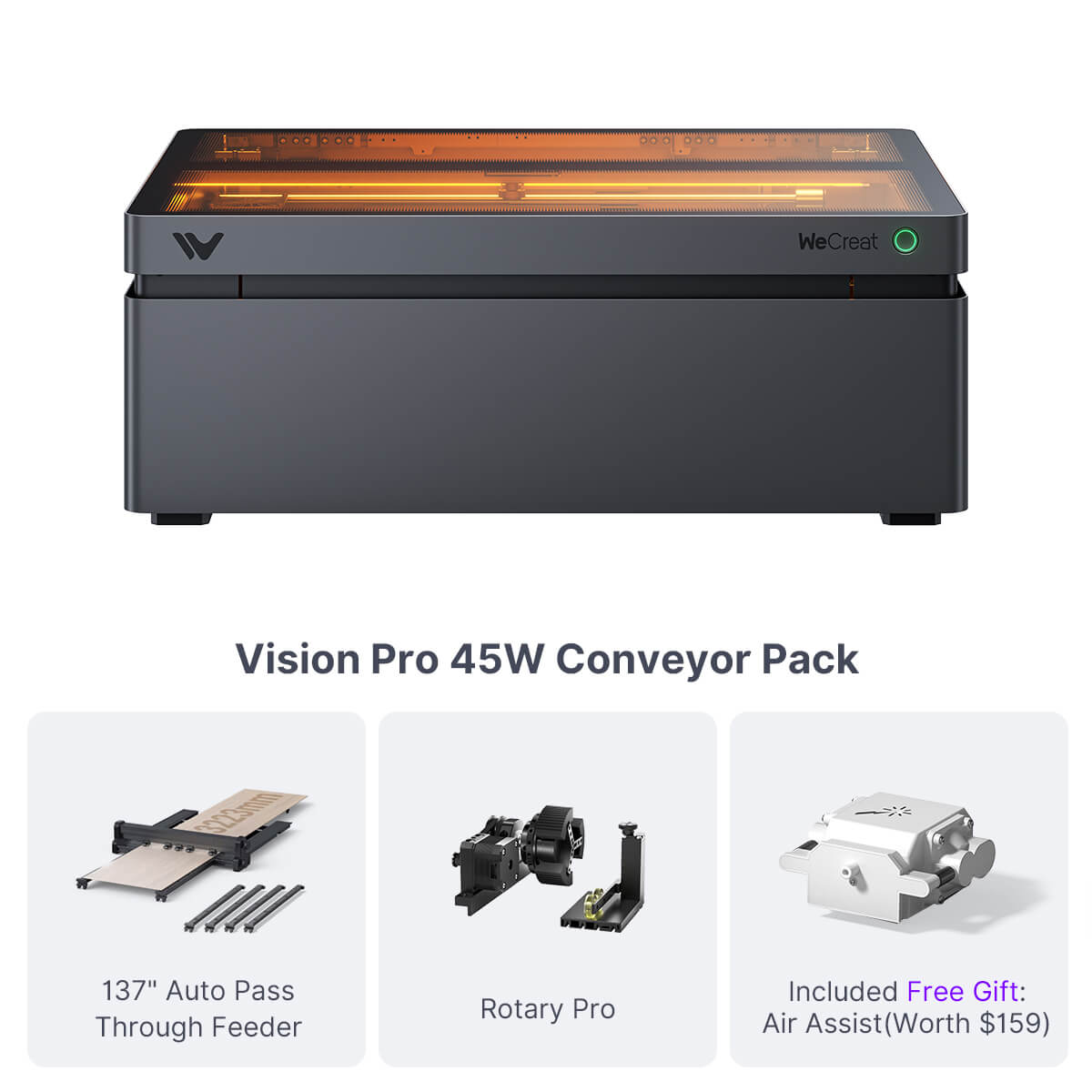 WeCreat Vision Pro 45W Diode Laser Cutter Engraver