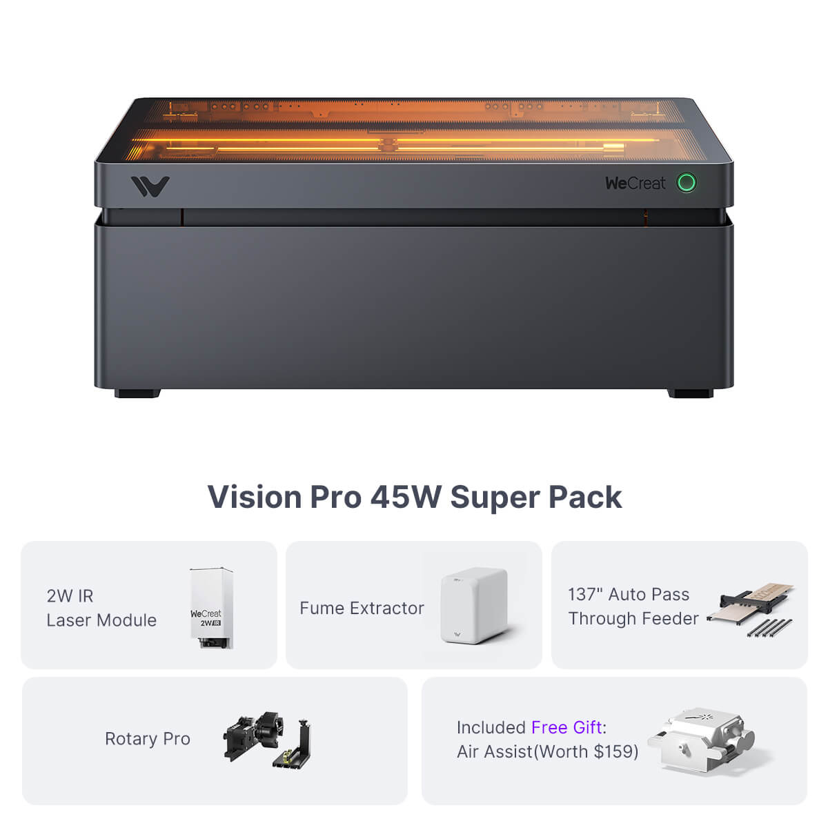 WeCreat Vision Pro 45W Diode Laser Cutter Engraver